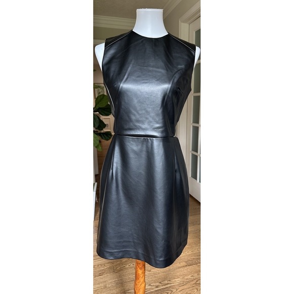 French Connection Dresses & Skirts - French Connection Crolenda Black Faux Leather Cut Out Dress Size 6 NWT